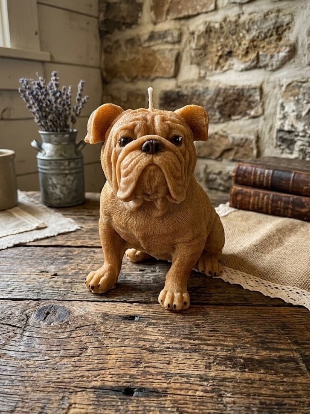 Brown Bulldog Decorative Candle - Home Accents